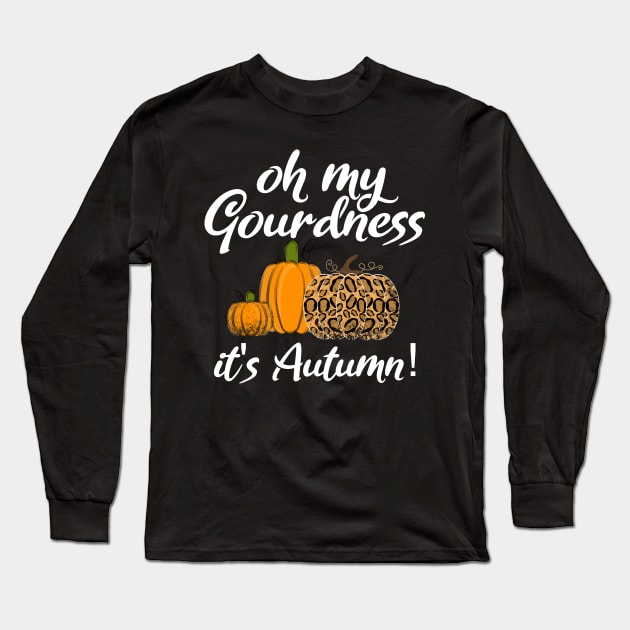 Cute Fall Autumn Leopard Pumpkin Graphic Long Sleeve T-Shirt by PlusAdore